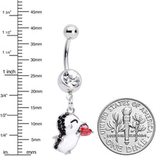 Load image into Gallery viewer, Clear Red Gem Penguin Heart Valentines Day Dangle Belly Ring