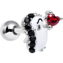 Load image into Gallery viewer, 16G 1/4 Red Gem Penguin Heart Valentines Day Cartilage Tragus