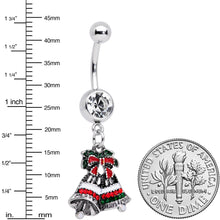 将图片加载到图库查看器,Clear Gem Red White Green Bells Christmas Dangle Belly Ring