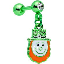 Load image into Gallery viewer, 16G 1/4 Green Gem Leprechaun St Patricks Day Dangle Cartilage