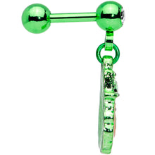 Load image into Gallery viewer, 16G 1/4 Green Gem Leprechaun St Patricks Day Dangle Cartilage
