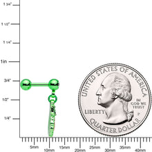 Load image into Gallery viewer, 16G 1/4 Green Gem Leprechaun St Patricks Day Dangle Cartilage