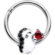 Load image into Gallery viewer, 16G 3/8 Red Gem Penguin Heart Valentines Day Hinged Segment Ring