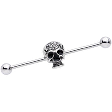 将图片加载到图库查看器,14G Clear Gem Angular Skull Halloween Industrial Barbell 38mm