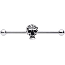 将图片加载到图库查看器,14G Clear Gem Angular Skull Halloween Industrial Barbell 38mm