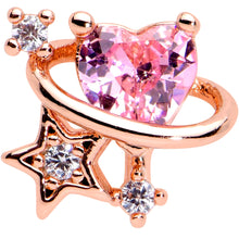 Load image into Gallery viewer, 16G 5/16 Pink Gem Rose Gold Hue Star Heart Labret Monroe Tragus