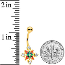 Load image into Gallery viewer, Clear CZ Gem Gold Tone Color Crest Belly Ring
