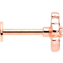 Load image into Gallery viewer, 16G 5/16 Rose Gold Tone Pink CZ Gem Heart Flower Labret Tragus