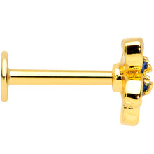 Load image into Gallery viewer, 16G 5/16 Gold Tone White Blue Flower Labret Monroe Tragus