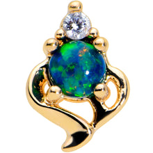 Load image into Gallery viewer, 16G 1/4 Blue Synthetic Opal Gold Tone Twist Labret Monroe Tragus