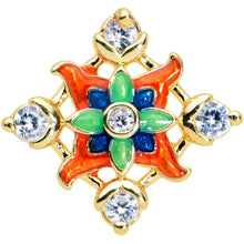 Load image into Gallery viewer, 16G 1/4 Clear CZ Gem Gold Tone Color Crest Labret Monroe Tragus