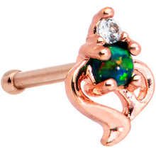 Load image into Gallery viewer, 20G 1/4 Green Synthetic Opal Rose Gold Tone Twist Nose Bone
