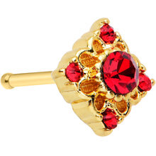 Load image into Gallery viewer, 20G 1/4 Red Gem Gold Tone Regal Rhombus Nose Bone