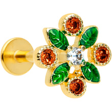 Load image into Gallery viewer, 16G 5/16 Red Gem Gold Tone Crest Christmas Labret Monroe Tragus