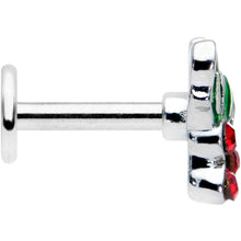 Load image into Gallery viewer, 16G 1/4 Red Gem Holly Berry Christmas Holiday Labret Tragus