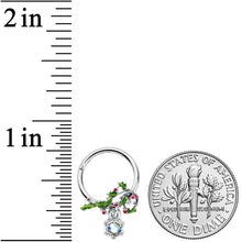 将图片加载到图库查看器,16G 3/8 Aurora CZ Candy Cane Holly Christmas Hinged Segment Ring