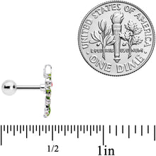Load image into Gallery viewer, 16G 1/4 Pink CZ Gem Candy Cane Holly Christmas Cartilage Tragus