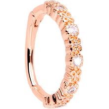 Load image into Gallery viewer, 16G 3/8 Clear CZ Gem Rose Gold Tone Butterfly Hinged Segment Ring