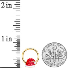 将图片加载到图库查看器,16G 3/8 Gold Tone Red Santa Hat Christmas Hinged Segment Ring