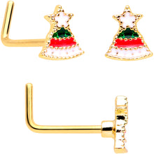 将图片加载到图库查看器,20G 5/16 Gold Hue Santa Christmas Nose Hoop Bone L Shape Set of 3