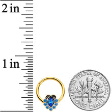 Load image into Gallery viewer, 16G 3/8 Blue Gem Gold Tone Opulent Oval Hinged Segment Ring
