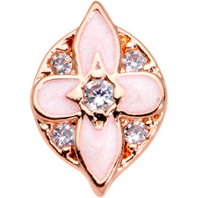 Load image into Gallery viewer, 20G 5/16 Clear Gem Rose Gold Tone Pink Cross Nose Hoop