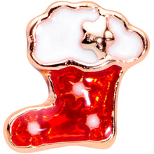 Load image into Gallery viewer, 20G 5/16 Rose Gold Tone Red Christmas Stocking Nose Hoop