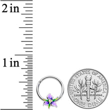 将图片加载到图库查看器,16G 3/8 Clear Gem Purple Iris Flower Hinged Segment Ring