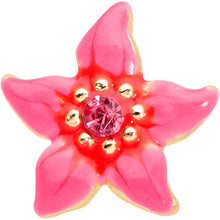 Load image into Gallery viewer, 20G 1/4 Pink Gem Gold Tone Exotic Flower Nose Bone