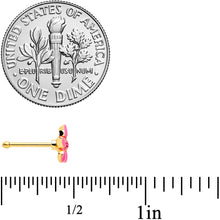Load image into Gallery viewer, 20G 1/4 Pink Gem Gold Tone Exotic Flower Nose Bone