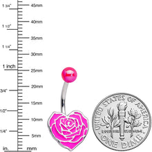 Load image into Gallery viewer, Pink UV Glow Ball Rose Heart Valentines Day Belly Ring