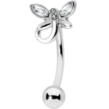 Load image into Gallery viewer, Clear Gem Loop Butterfly Top Mount Belly Ring