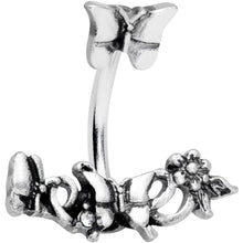 将图片加载到图库查看器,Clear Gem Butterfly Array Flower Double Mount Belly Ring