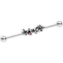 Load image into Gallery viewer, 14G Pink Gem Butterfly Array Flower Industrial Barbell 38mm
