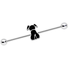 Load image into Gallery viewer, 14G Black Sitting Dog Industrial Barbell 38mm