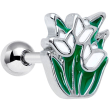 Load image into Gallery viewer, 16G 1/4 Springtime White Tulip Flowers Cartilage Tragus Earring