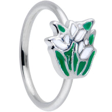 将图片加载到图库查看器,18G 3/8 Springtime White Tulip Flowers Nose Hoop
