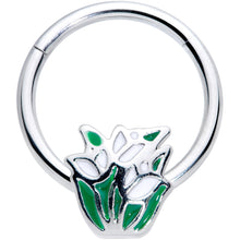将图片加载到图库查看器,16G 3/8 Springtime White Tulip Flowers Hinged Segment Ring
