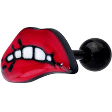 将图片加载到图库查看器,16G 1/4 Black Red Sneering Lips Bite Lips Cartilage Earring