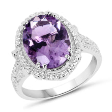Load image into Gallery viewer, 5.55 Carat Genuine Amethyst & White Topaz .925 Sterling Silver Ring