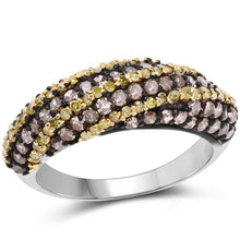 Load image into Gallery viewer, 1.25 Carat Genuine Champagne Diamond and Yellow Diamond .925 Sterling Silver Ring