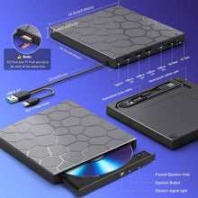 Load image into Gallery viewer, High-Speed USB 3.0 External CD/DVD Drive with Burner – Plug & Play, Windows & Mac Compatible