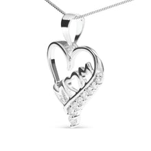 将图片加载到图库查看器,.925 Sterling Silver 1/4 Cttw Diamond "Mom" and Open Heart 18" Pendant Necklace (I-J Color, I2-I3 Clarity)