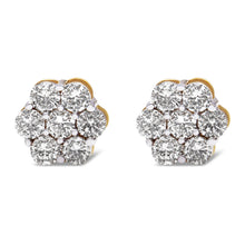 Load image into Gallery viewer, 14K Yellow Gold 2.0 Cttw Diamond Floral Cluster Stud Earring with Screw Back (H-I Color, SI1-SI2 Clarity)