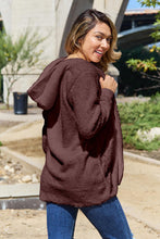 将图片加载到图库查看器,Women Full Size Teddy Hooded Jacket with Pockets Cozy Casual Jacket Comfortable Women Jacket