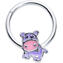 将图片加载到图库查看器,16G 3/8 Happy Purple Hippo Hinged Segment Ring