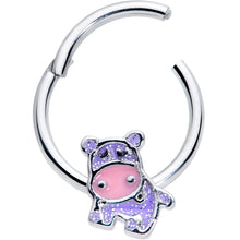 将图片加载到图库查看器,16G 3/8 Happy Purple Hippo Hinged Segment Ring