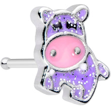 Load image into Gallery viewer, 20G 1/4 Happy Purple Hippo Nose Bone