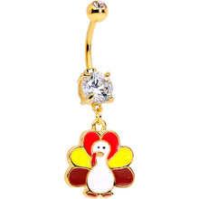 Load image into Gallery viewer, Clear CZ Gem Gold Tone Turkey Time Thanksgiving Dangle Belly Ring
