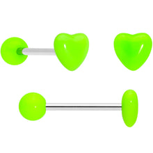 Load image into Gallery viewer, Clear Gem Gold Tone Heart Rainbow Matte Barbell Tongue Ring Set of 4